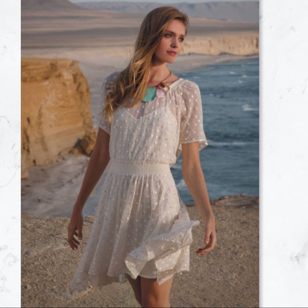 ANTHROPOLOGIE DRESS LEIFNOTES DOT-GLEAM ASYMMETRIC DRESS